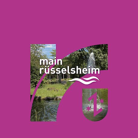 Logo Main Rüsselsheim mit durchscheinendem Foto vom Verna-Park