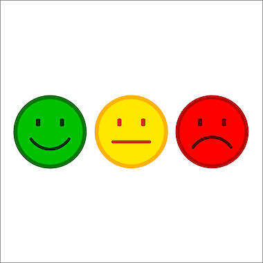 Ein grünes, ein gelbes und ein rotes Smiley.